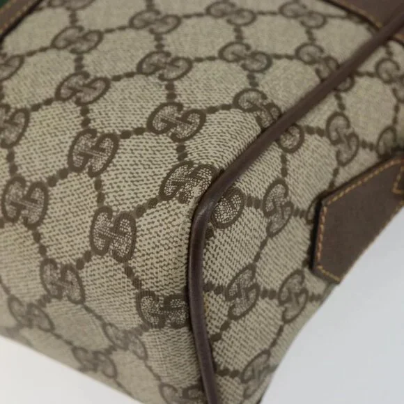 GUCCI GG Supreme Web Sherry Line Bag PVC Beige Gold - Picture 9 of 15